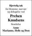 Dødsannoncen for Preben Knudsen - Odense M