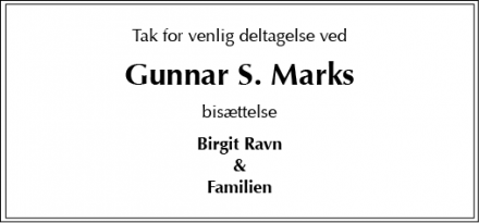 Dødsannoncen for Gunnar S. Mark - Hillerød