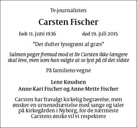 Dødsannoncen for Carsten Fischer - Nyborg