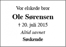 Dødsannoncen for Ole Sørensen - Skjern