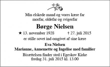 Dødsannoncen for Børge Nielsen - Grindsted