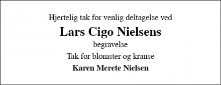 Dødsannoncen for Lars Cigo Nielsen - Toelt