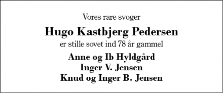 Dødsannoncen for Hugo Kastbjerg Pedersen - Herning