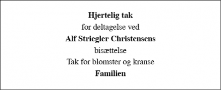 Dødsannoncen for Alf Striegler Christensen - Viby J.