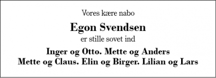 Dødsannoncen for Egon Svendsen - Lind, Herning