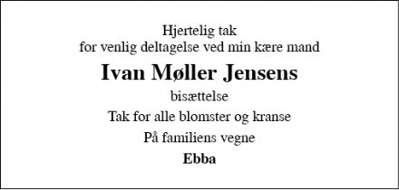 Dødsannoncen for Ivan Møller Jensen - Odense