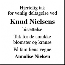 Dødsannoncen for Knud Nielsen - Erritsø 