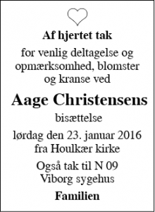 Dødsannoncen for Aage Christensen - Viborg