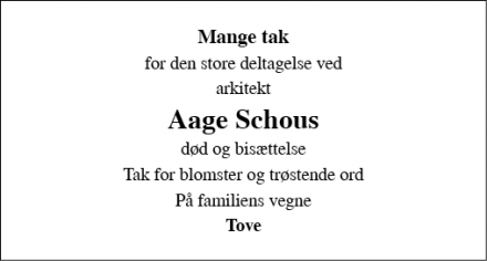 Dødsannoncen for Aage Schou - Aalborg