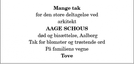 Dødsannoncen for Aage Schou - Aalborg