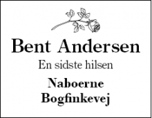 Dødsannoncen for Bent Andersen - Hammerum