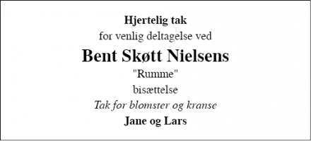 Dødsannoncen for Bent Skøtt Nielsens - Kolding