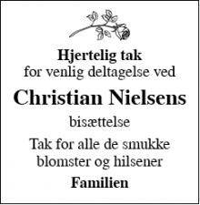 Dødsannoncen for Christian Nielsen - Odense
