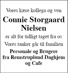 Dødsannoncen for Connie Storgaard Nielsen  - silkeborg
