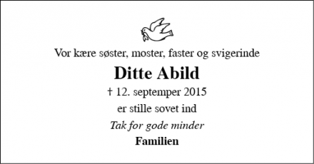 Dødsannoncen for Ditte Abild - Silkeborg