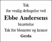 Dødsannoncen for Ebbe Andersen - 5540 Ullerslev