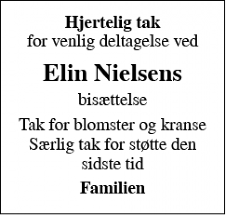 Dødsannoncen for Elin Nielsen - Aarhus