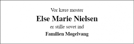 Dødsannoncen for Else Marie Nielsen - Varde
