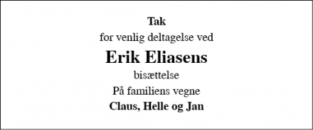 Dødsannoncen for Erik Eliasen - Horsens 