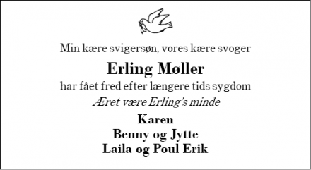 Dødsannoncen for Erling Møller - Arnborg, 7400 Herning