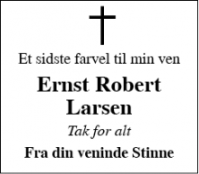 Dødsannoncen for Ernst Robert Larsen  - Østbirk