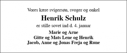 Dødsannoncen for Henrik Schulz - Aabenraa