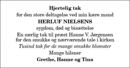 Dødsannoncen for Herluf Nielsen - Sindal