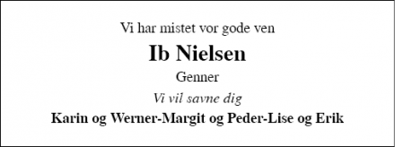 Dødsannoncen for Ib Nielsen - Aabenraa