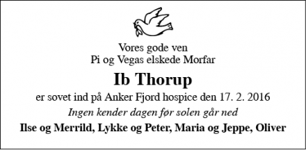 Dødsannoncen for Ib Thorup - Hvide Sande