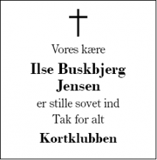 Dødsannoncen for Ilse Buskbjerg Jensen - Brande