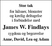Dødsannoncen for James W. Findlay - Odense