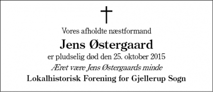 Dødsannoncen for Jens Østergaard - Hammerum