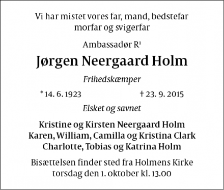 Dødsannoncen for Jesper Neergaard Holm - Frederiksberg