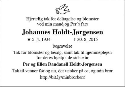 Dødsannoncen for Johannes Holdt-Jørgensen - Vejle