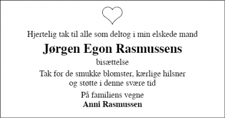 Dødsannoncen for Jørgen Egon Rasmussen - Humlebæk