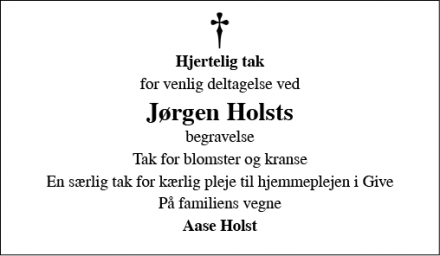 Dødsannoncen for Jørgen Holst - Give