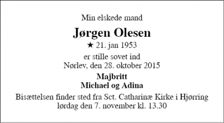 Dødsannoncen for Jørgen Olesen - Fyn
