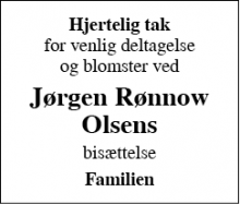 Dødsannoncen for Jørgen Rønnow Olsen - Horsens