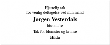 Dødsannoncen for Jørgen Vesterdal - Åbyhøj