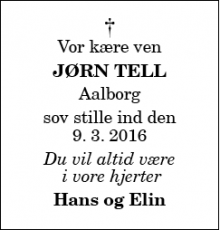Dødsannoncen for Jørn Tell - Aalborg