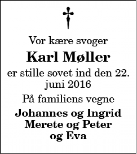 Dødsannoncen for Karl Møller - Thisted