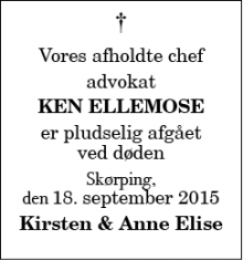 Dødsannoncen for Ken Ellemose - Skørping