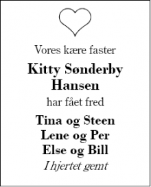 Dødsannoncen for Kitty Sønderby Hansen - Herning