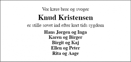 Dødsannoncen for Knud Kristensen - Grindsted