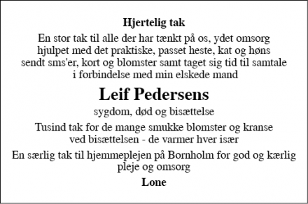 Dødsannoncen for Leif Pedersen - Rutsker