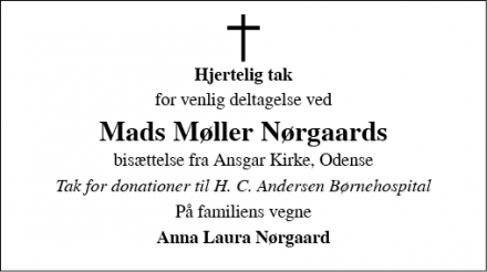 Dødsannoncen for Mads Møller Nørgaard - Odense