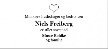 Dødsannoncen for Niels Freiberg - Kolding