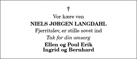 Dødsannoncen for Niels Jørgen Langdahl - Fjerritslev