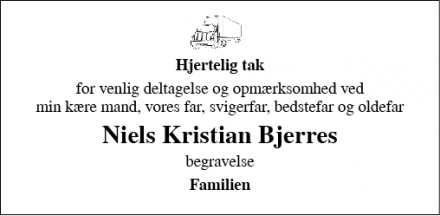 Dødsannoncen for Niels Kristian Bjerre - Esbjerg