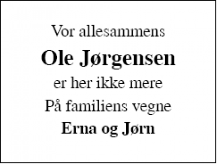 Dødsannoncen for Ole Jørgensen - Midtjylland
